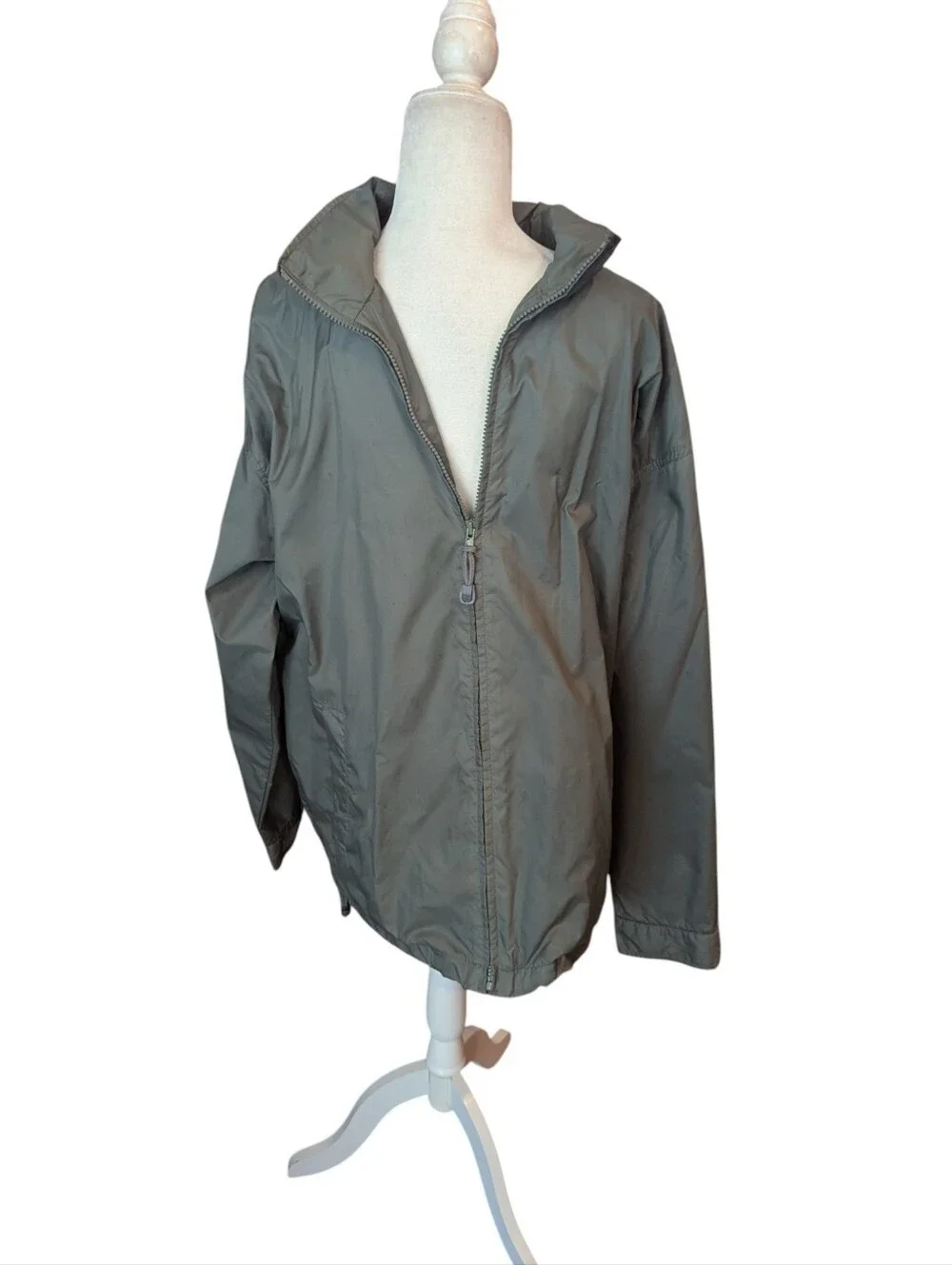 Lands' End Men's Olive Neutral Zip-Front  Classic Gorpcore Windbreaker Sz L